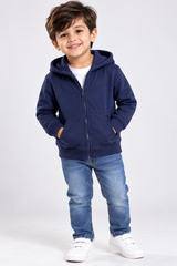 ReServed Labels Boys Navy Blue Zip-Up Hoodie