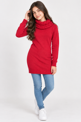 ReServed LABELS Girl Red Cowl Neck Knitted Sweater Dress