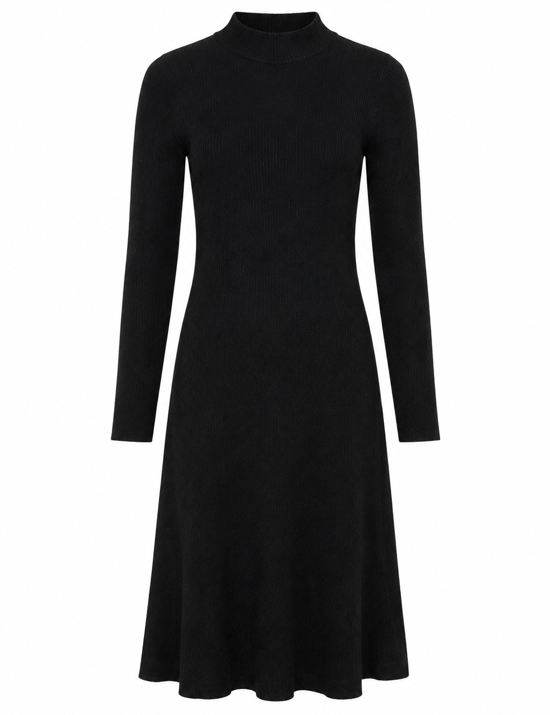  ReServed LABELS girls' black ribbed knit dress in UK size 12–14 years. Stylish mock neck, long sleeves and flattering A-line fit, perfect for autumn and winter.