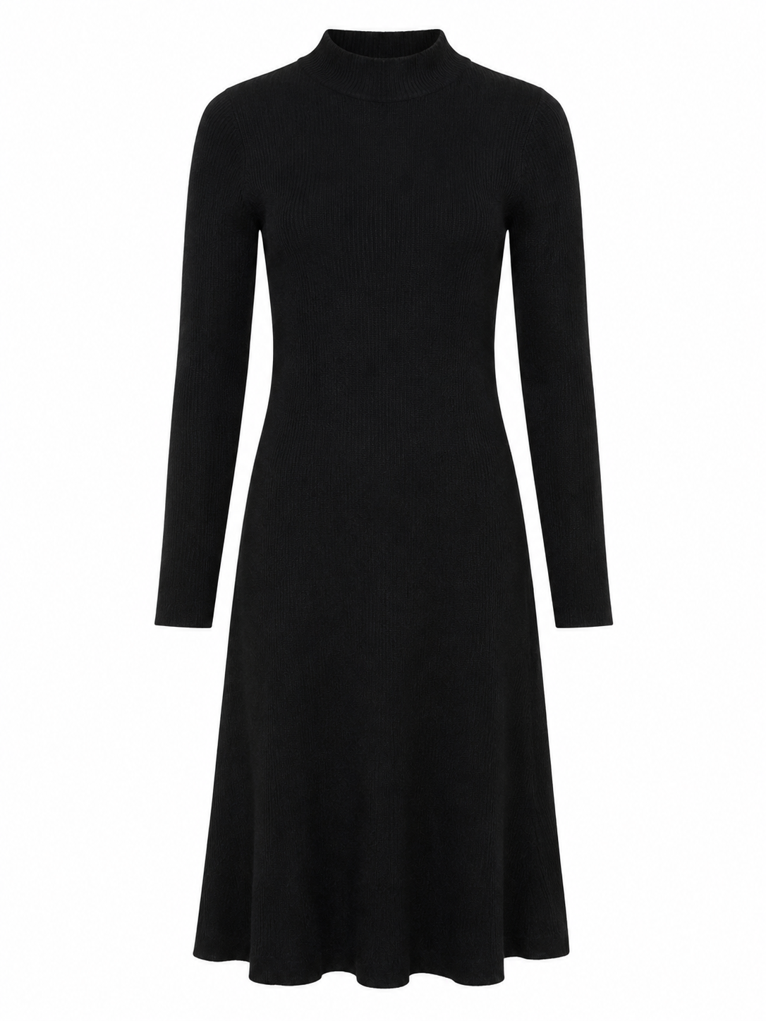  ReServed LABELS girls' black ribbed knit dress in UK size 12–14 years. Stylish mock neck, long sleeves and flattering A-line fit, perfect for autumn and winter.