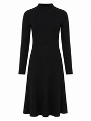  ReServed LABELS girls' black ribbed knit dress in UK size 12–14 years. Stylish mock neck, long sleeves and flattering A-line fit, perfect for autumn and winter.