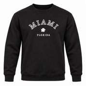 RESERVED LABELS Men's Black Miami Florida Graphic Sweatshirt in UK Size L. Stylish crew neck pullover, perfect for casual and everyday wear.