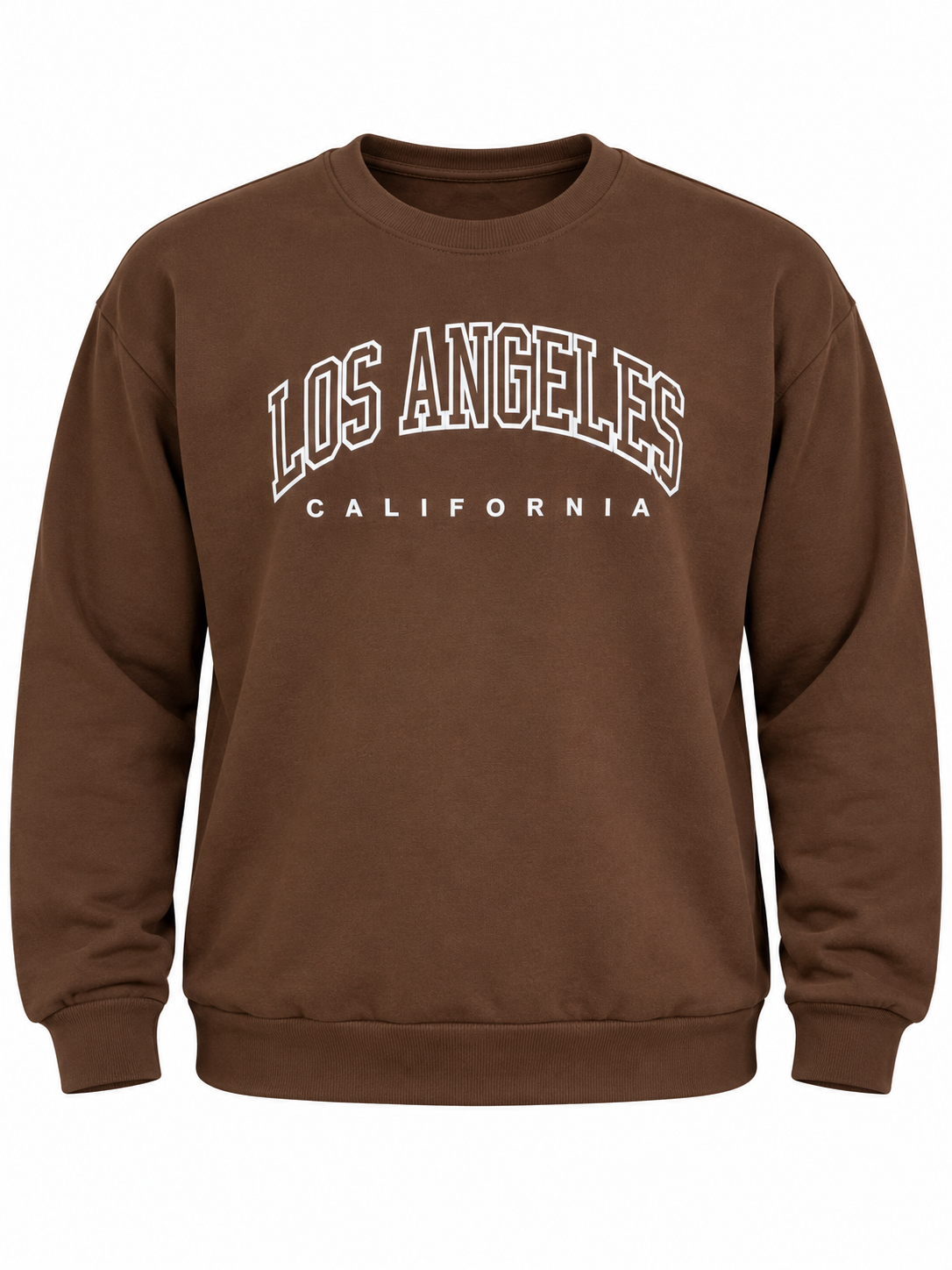 RESERVED LABELS Men's Brown Los Angeles Graphic Sweatshirt in UK Size 2XL. Stylish crew neck pullover with relaxed streetwear appeal.
