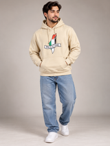 RESERVED LABELS Men Cream Palestine Graphic Pullover Hoodie