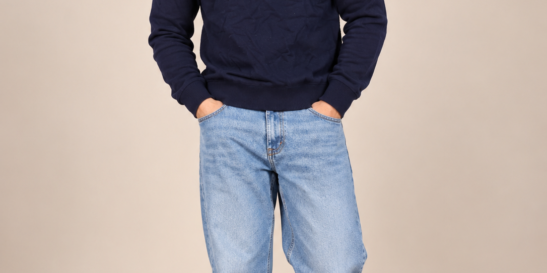 RESERVED LABELS Men's Navy Blue Quarter Zip Sweatshirt in UK Size M. Chest 20", length 23". Stylish casual pullover for everyday wear.