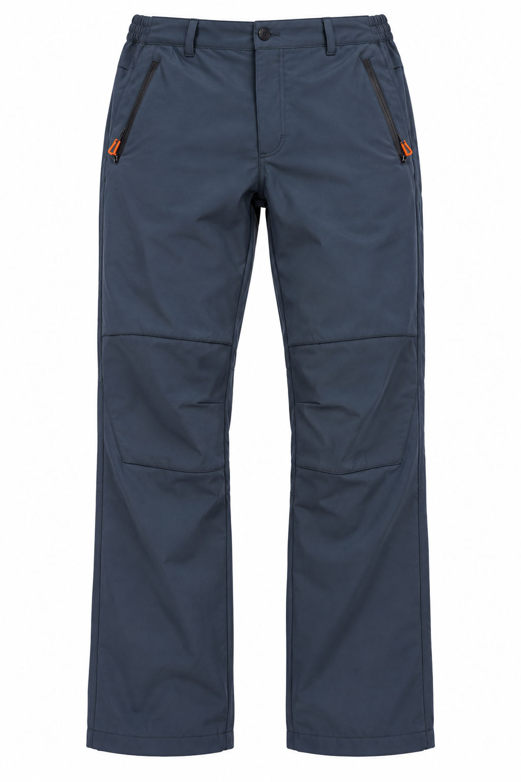  ReServed LABELS men’s navy utility trousers in UK 38 waist. Straight-leg design with zipped pockets, orange accents and panelled knees.