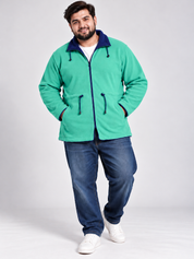 RESERVED LABELS Men's Spring Green Fleece Jacket in UK 3XL. Full zip, navy detailing, adjustable waist and comfortable casual styling. Rated 4 stars.