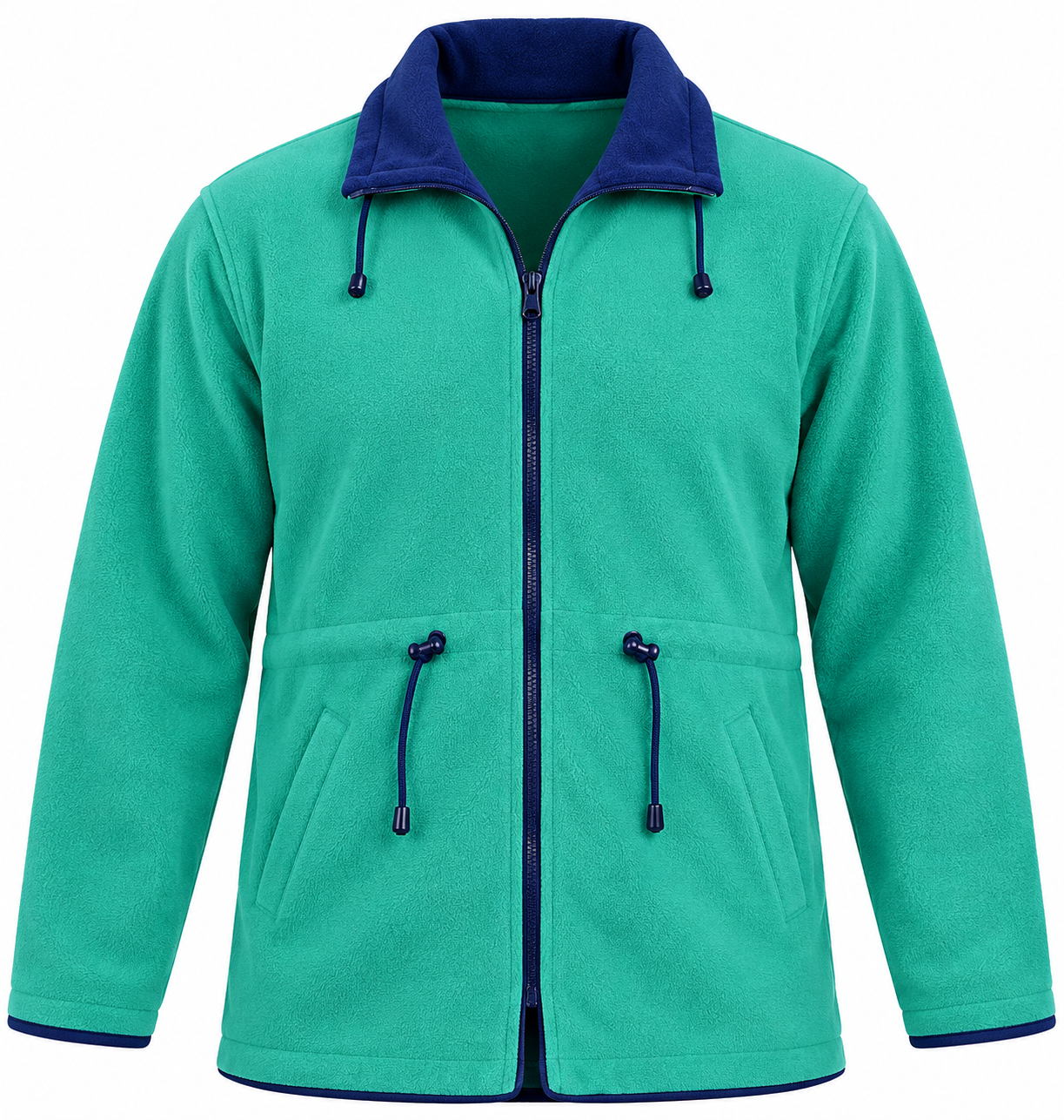 RESERVED LABELS Men's Spring Green Fleece Jacket in UK 3XL. Full zip, navy detailing, adjustable waist and comfortable casual styling. Rated 4 stars.