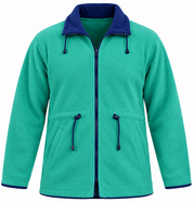 RESERVED LABELS Men's Spring Green Fleece Jacket in UK 3XL. Full zip, navy detailing, adjustable waist and comfortable casual styling. Rated 4 stars.
