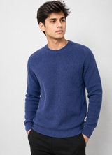 ReServed LABELS Navy Ribbed Crew Neck Jumper for Men