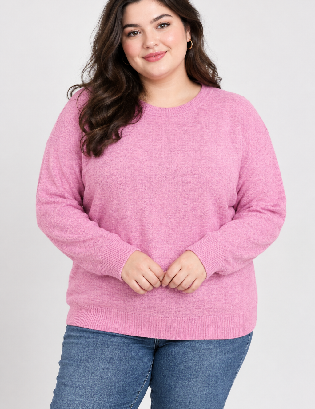 ReServed Labels pink knitted jumper in UK XXL. Classic crew neck, long sleeves and ribbed details make this cosy sweater perfect for everyday casual styling.