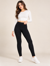 RESERVED LABELS Women Black High-Waisted Slim Fit Leggings