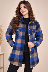 ReServed Labels Women Blue Check Long Coat