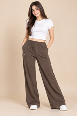 RESERVED LABELS Women Brown Wide Leg Ribbed Trousers