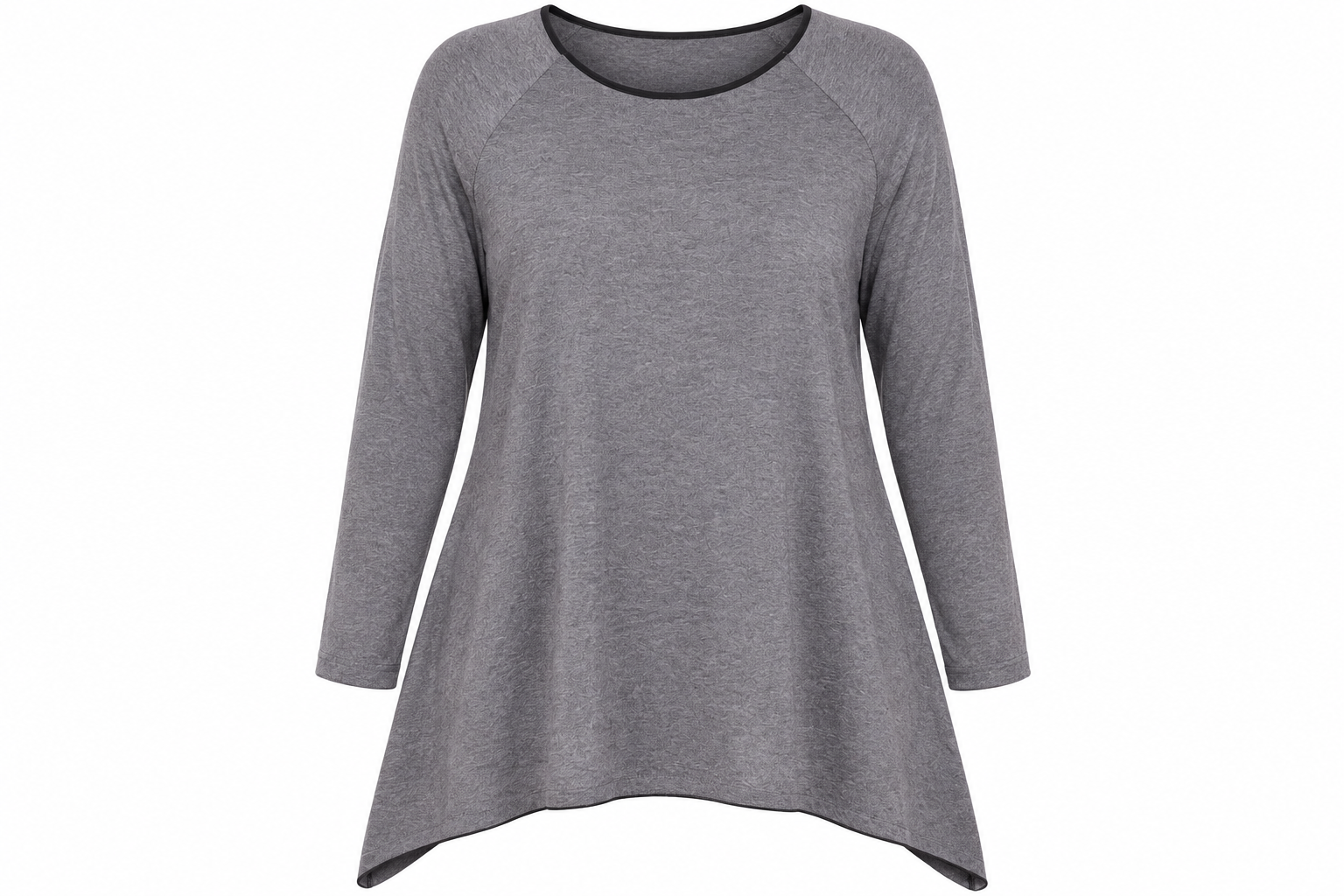 RESERVED LABELS women’s grey long sleeve tunic top in UK XL. Relaxed fit, soft textured fabric, round neckline and stylish asymmetric hem.