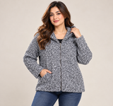 ReServed LABELS Women Grey Textured Hooded Zip Jacket