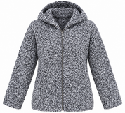  ReServed LABELS women’s grey textured hooded zip jacket in UK Size XL. Cosy long-sleeve design perfect for casual autumn and winter wear.