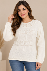 ReServed LABELS Women Ivory Lace Knit Jumper