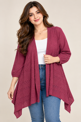 ReServed LABELS Women Mauve Open-Front Knitted Cardigan