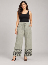 ReServed LABELS Women Sage Grey Wide Leg Trousers