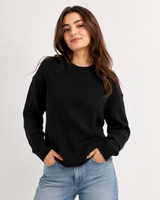 ReServed LABELS Womens Black Ribbed Knit Jumper