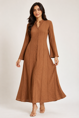 ReServed LABELS Womens Brown Textured Maxi Dress