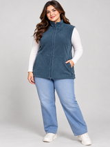 ReServed Labels Women's Slate Blue Sleeveless Fleece Gilet