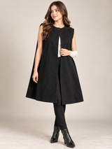 Reserved Lable Women's Black Sleeveless Longline Cape Coat