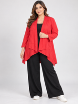 Richards Women Red Waterfall Open Front Cardigan