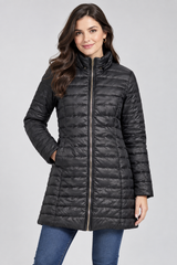 Rising Women Black Quilted Puffer Coat