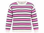  this Rita Ora girls striped knitted jumper in UK Size M, featuring pink, cream and navy stripes with a cosy crew neck and long-sleeve design.