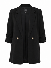 RIVER ISLAND black tailored blazer in UK size 12. Stylish women’s formal jacket featuring gold buttons, lapel collar and front pockets.