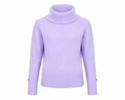  River Island Girls’ Lilac Lavender Ribbed Turtleneck Jumper in UK Size M. Soft knitted style, long sleeves and ribbed details—perfect for stylish everyday wear.