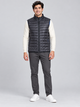 River Island Men Charcoal Quilted Puffer Gilet