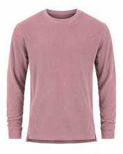  River Island men’s mauve pink ribbed crew neck sweater in UK XL. Stylish long-sleeve textured knit, perfect for casual and smart-casual outfits.