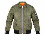  River Island Men's Olive Green Bomber Jacket in UK Size M. Stylish zip-front design with ribbed cuffs, pockets and classic bomber styling.