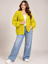 River Island Women Bright Yellow Chunky Knit Open Front Cardigan