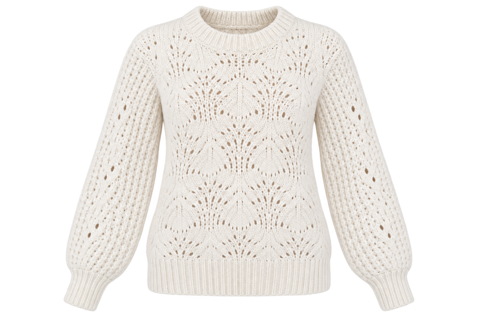  River Island women’s ivory open-knit jumper in UK Size S. Stylish long-sleeve textured knit, perfect for casual wear and layering.