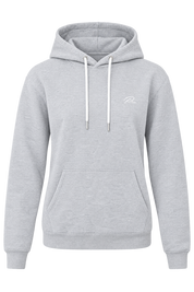  River Island women’s light grey hoodie in UK size M. Comfortable pullover design with drawstring hood, kangaroo pocket and ribbed cuffs—perfect for casual everyday wear.