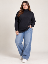 River Island Women Navy Blue Roll Neck Jumper
