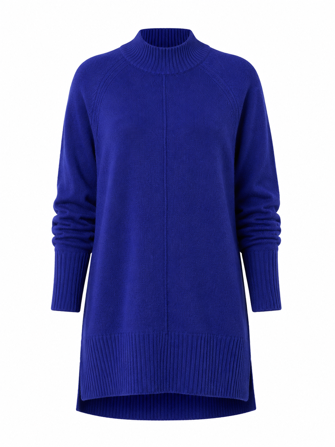  River Island women’s cobalt blue knit turtleneck jumper, UK Size M. Stylish long-sleeve relaxed-fit knit, perfect for casual and winter outfits.