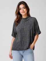 ROMAN Multicoloured Textured Mock Neck Top