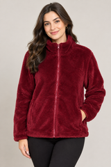 Roman Women Burgundy Fleece Jacket