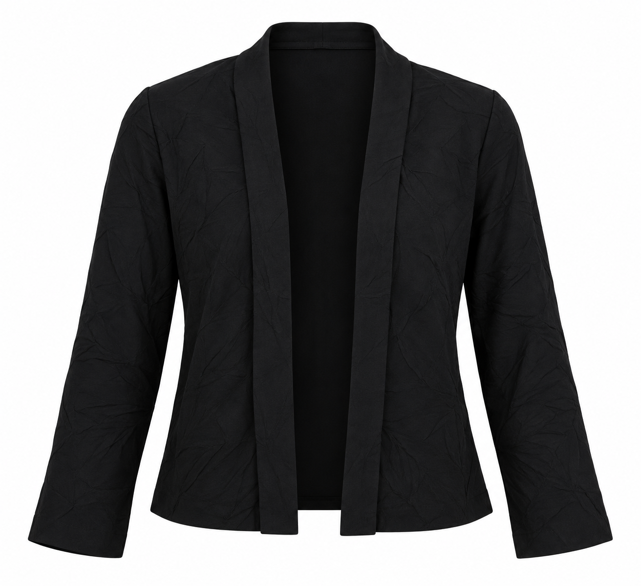  Roman Women’s Jet Black Open Front Cardigan in UK Size 12-14. A stylish and versatile layering piece for casual, office and smart outfits.