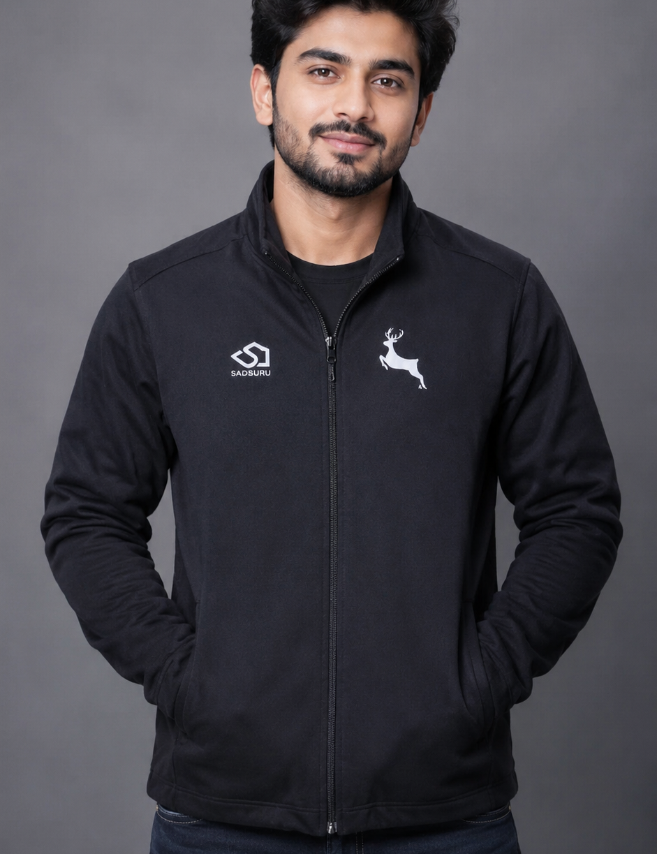 Stay active in style with the SADSURU Men's Black Full Zip Sports Jacket. Lightweight, breathable, and comfortable athletic jacket perfect for gym workouts, running, training, and everyday casual wear.