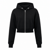  SELECT Black Cropped Hooded Zip-Up Jacket in UK Size M. Stylish casual design with hood, full zip fastening, long sleeves and ribbed trim.