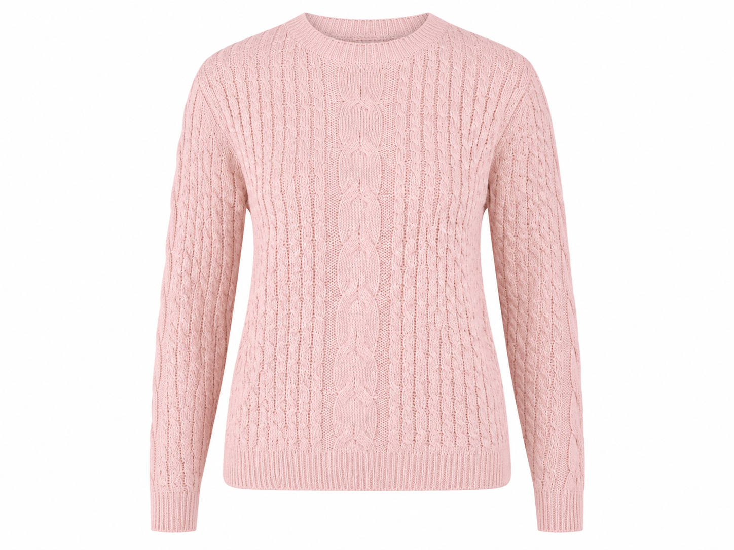 SELECT women's pink cable knit jumper in UK size XL. Stylish long sleeve sweater with textured cable knit design, perfect for casual and cosy everyday outfits.