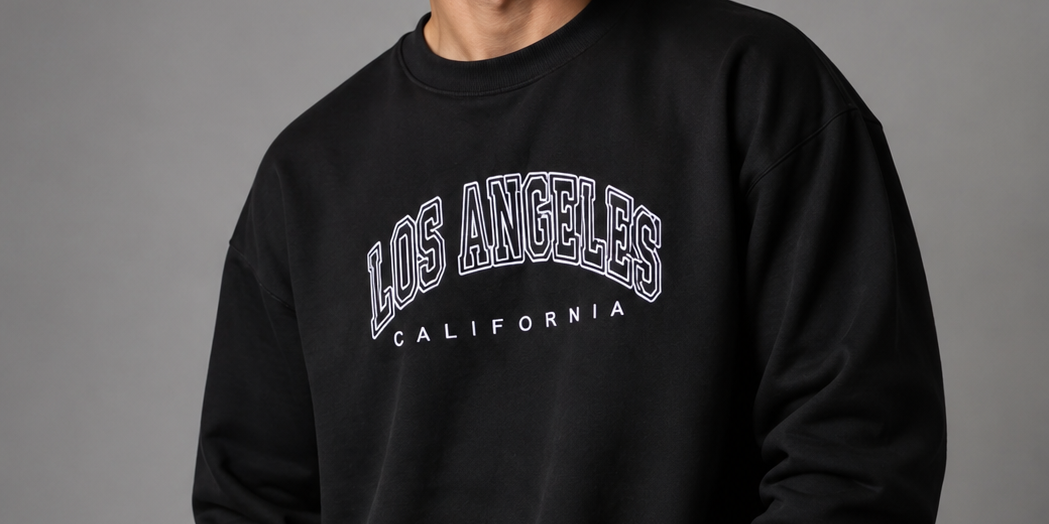 SHEIN Black Los Angeles California Graphic Sweatshirt in UK 2XL. Stylish relaxed-fit long-sleeve pullover, perfect for casual everyday and streetwear looks.