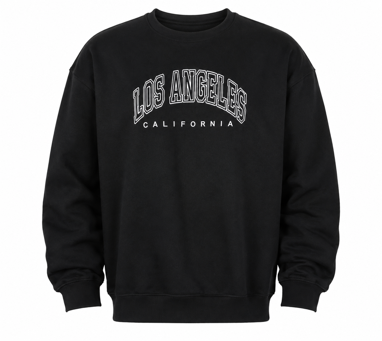 SHEIN Black Los Angeles California Graphic Sweatshirt in UK 2XL. Stylish relaxed-fit long-sleeve pullover, perfect for casual everyday and streetwear looks.