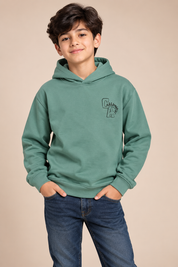  SHEIN boys sage green California hoodie in UK size 11–12 years. Stylish hooded pullover with long sleeves, perfect for casual everyday wear.